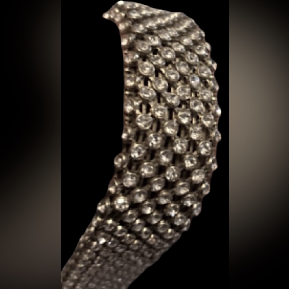 Art Deco Inspiration -  Vintage Silver & Rhinestone Bracelet - Picture 6 of 14